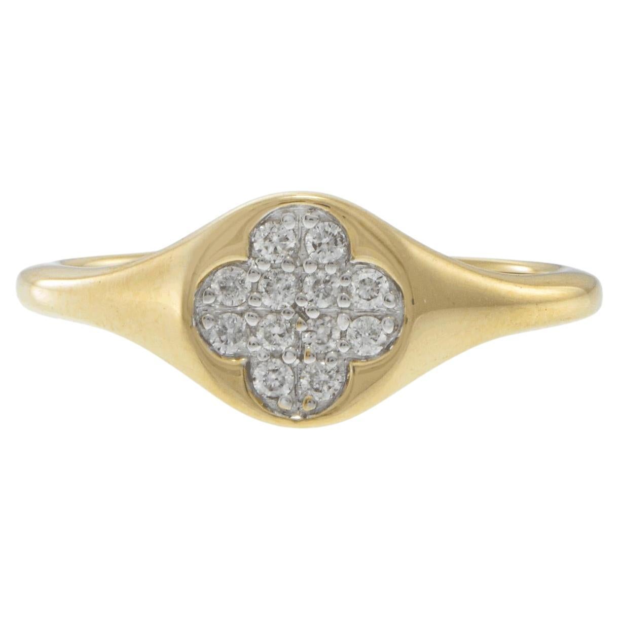 14KT Gelbgold Kleeblatt-Diamantring