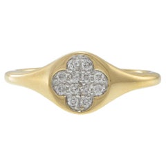 14KT Gelbgold Kleeblatt-Diamantring