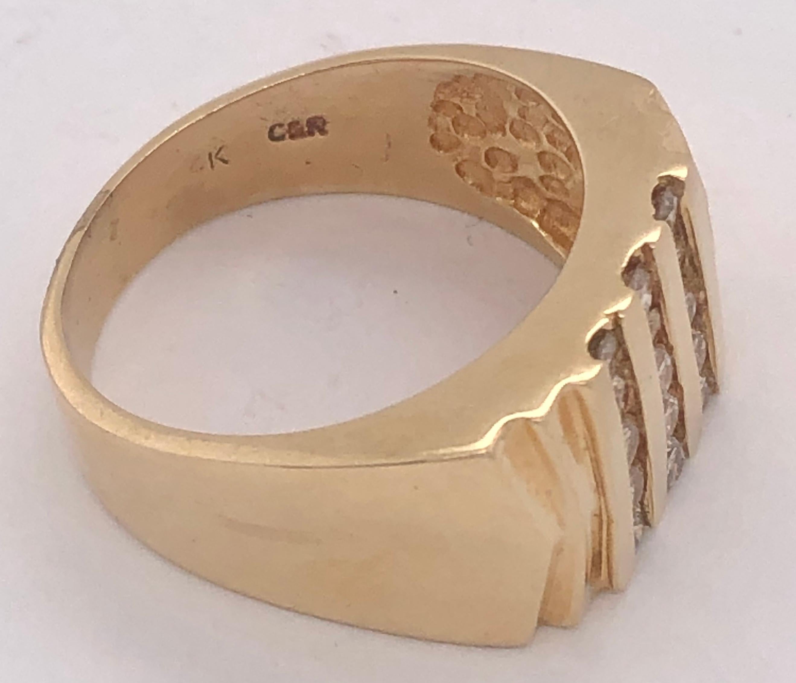 14 Karat Gelbgold Cluster-Ring mit 15 Diamanten im Angebot 7
