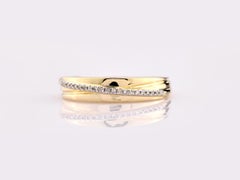 14KT Yellow Gold Criss-Cross Pave Diamond Band Ring