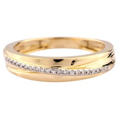 14KT Yellow Gold Criss-Cross Pave Diamond Band Ring
