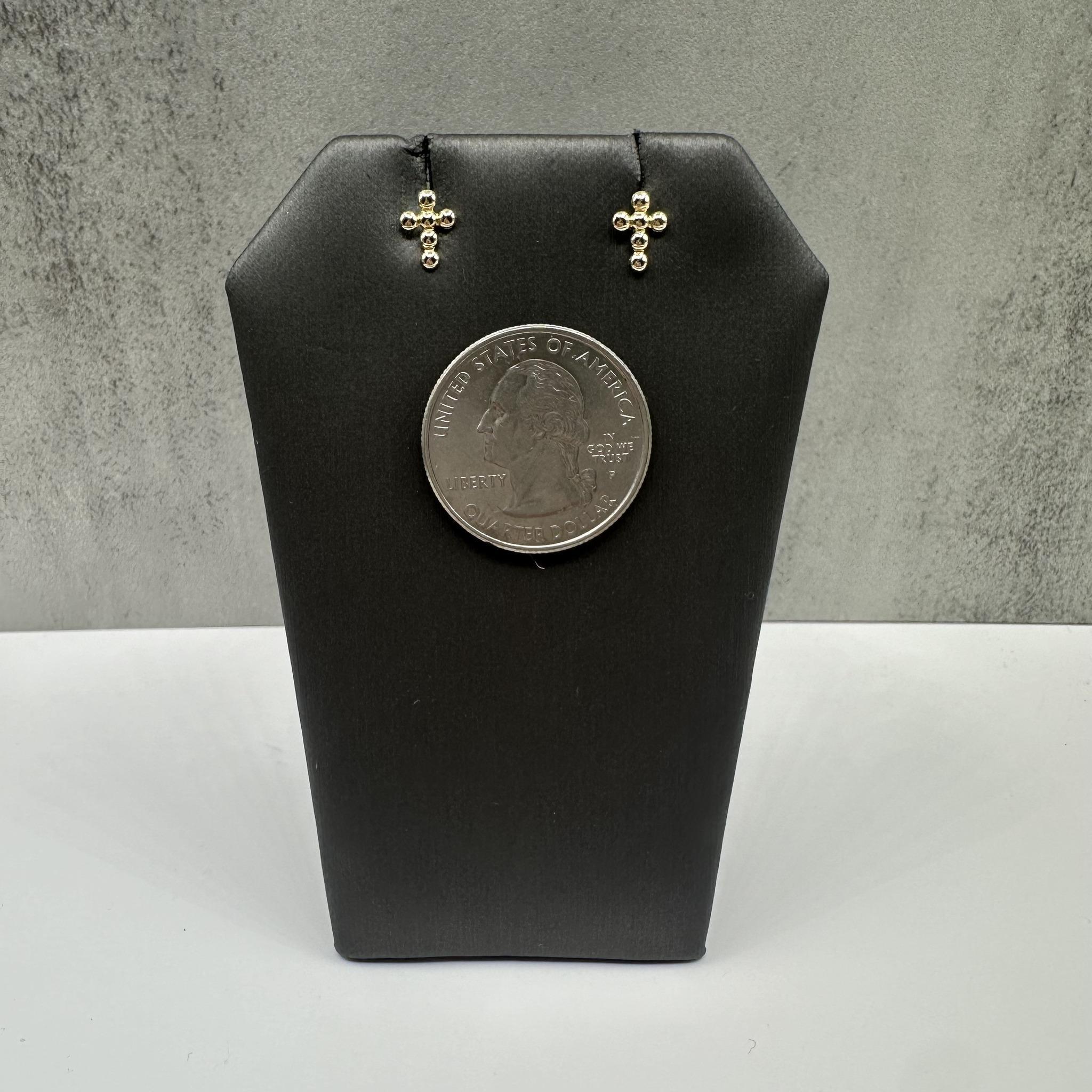 da uomo o donna Orecchini a forma di croce in oro giallo 14kt per bambini - Dorso filettato, 0,23g, nuovi in vendita