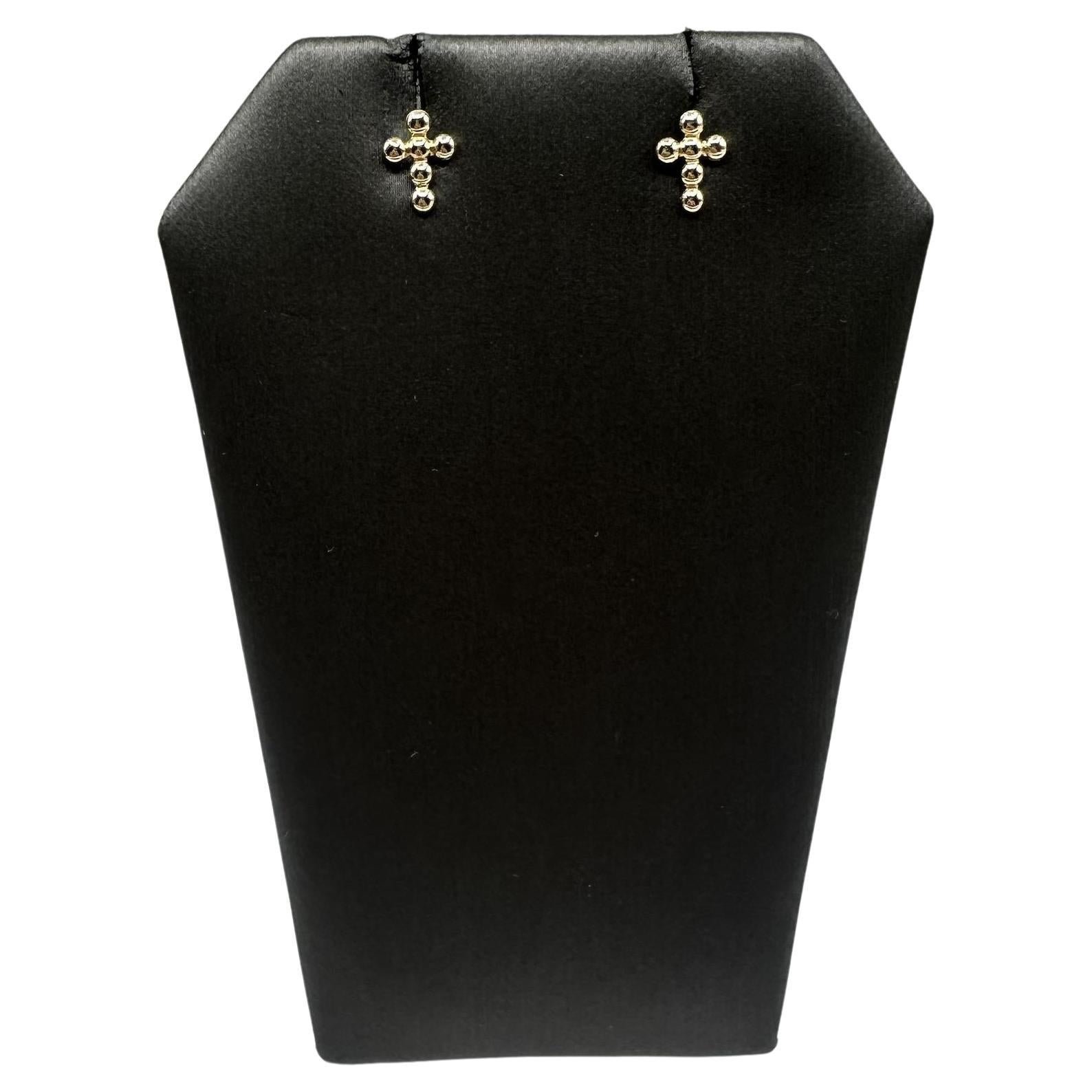 Boucles d
oreilles croix en or jaune 14kt pour enfants - 0.23g, New