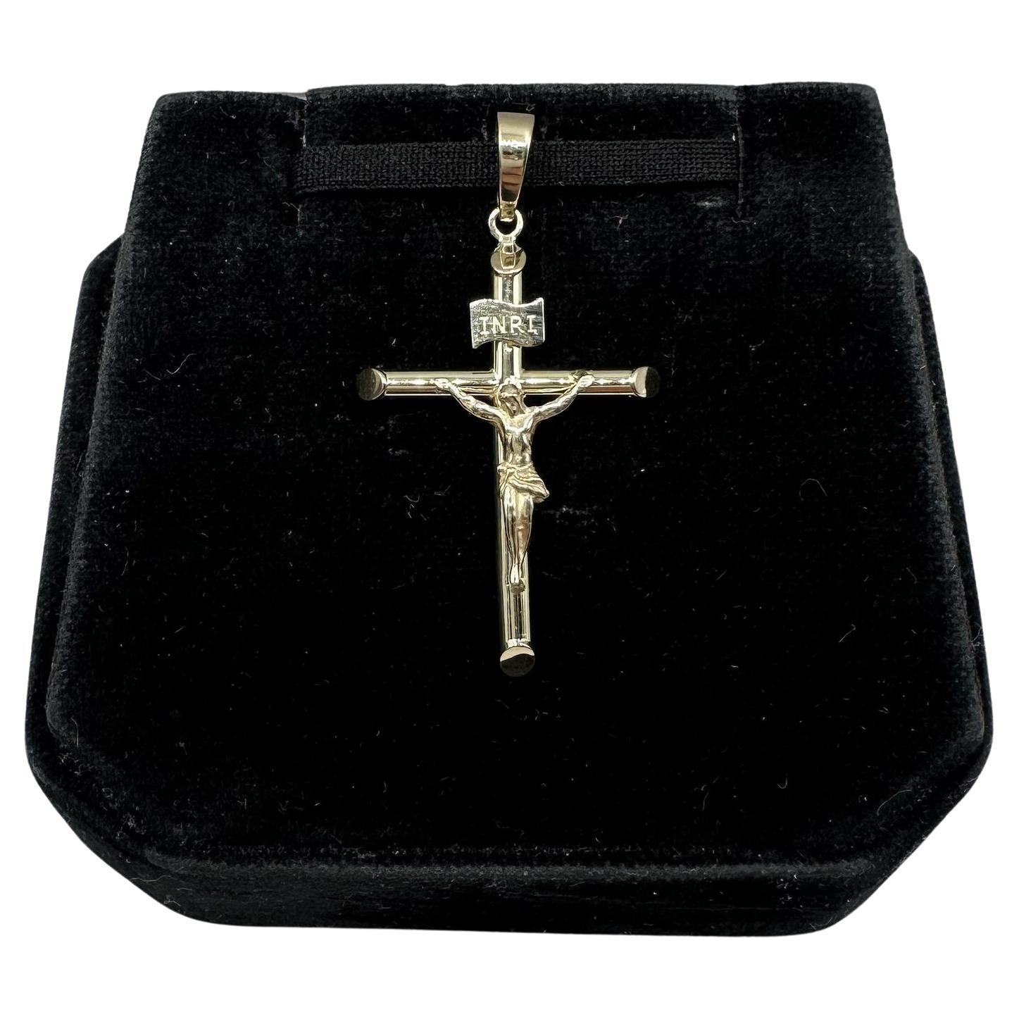 14kt Gelbgold Kruzifix-Anhänger - 1,5g, hohl, passt kleine Kette, neu