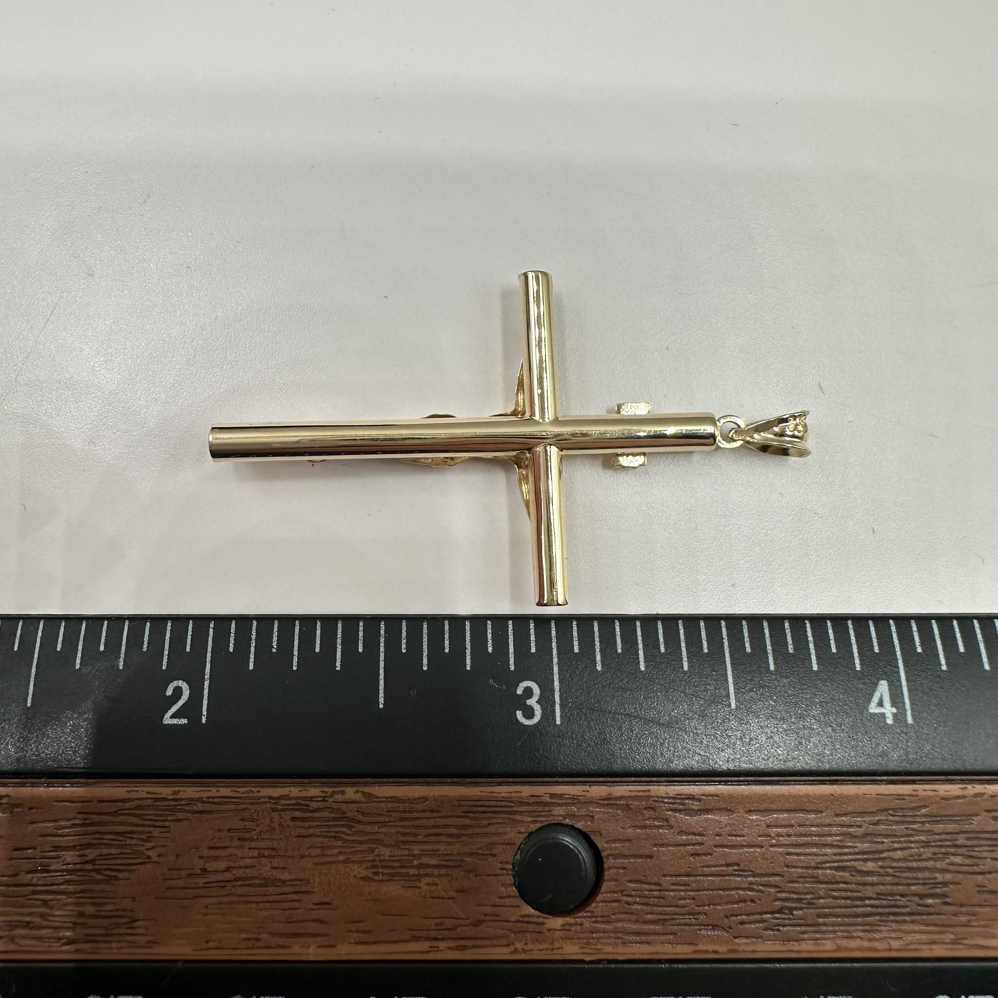 14kt Gelbgold Kruzifix-Anhänger - 1,6g, hohl, passt kleine Kette, neu im Angebot 1