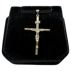 Pendentif Crucifix en or jaune 14kt - 1.6g, creux, convient à une petite chaîne, New