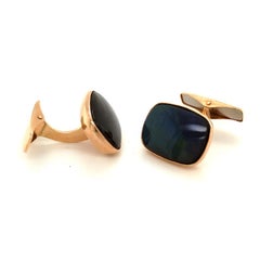 Original 1990 Finnish Yellow Gold  Labradorite Cufflinks