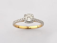 14KT Yellow Gold Cushion Cut Diamond Halo Engagement Ring
