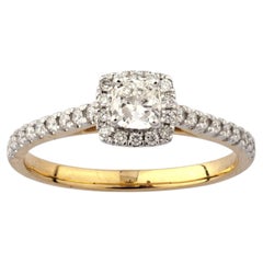 14KT Yellow Gold Cushion Cut Diamond Halo Engagement Ring