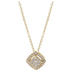 14KT Yellow Gold Cushion Style Halo Necklace