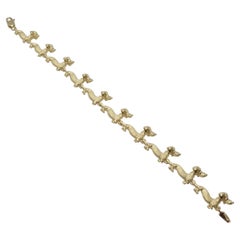 14kt Gelbgold Dachshund-Hunde-Gliederarmband, 7 Zoll, Hummerverschluss, 11 mm breit