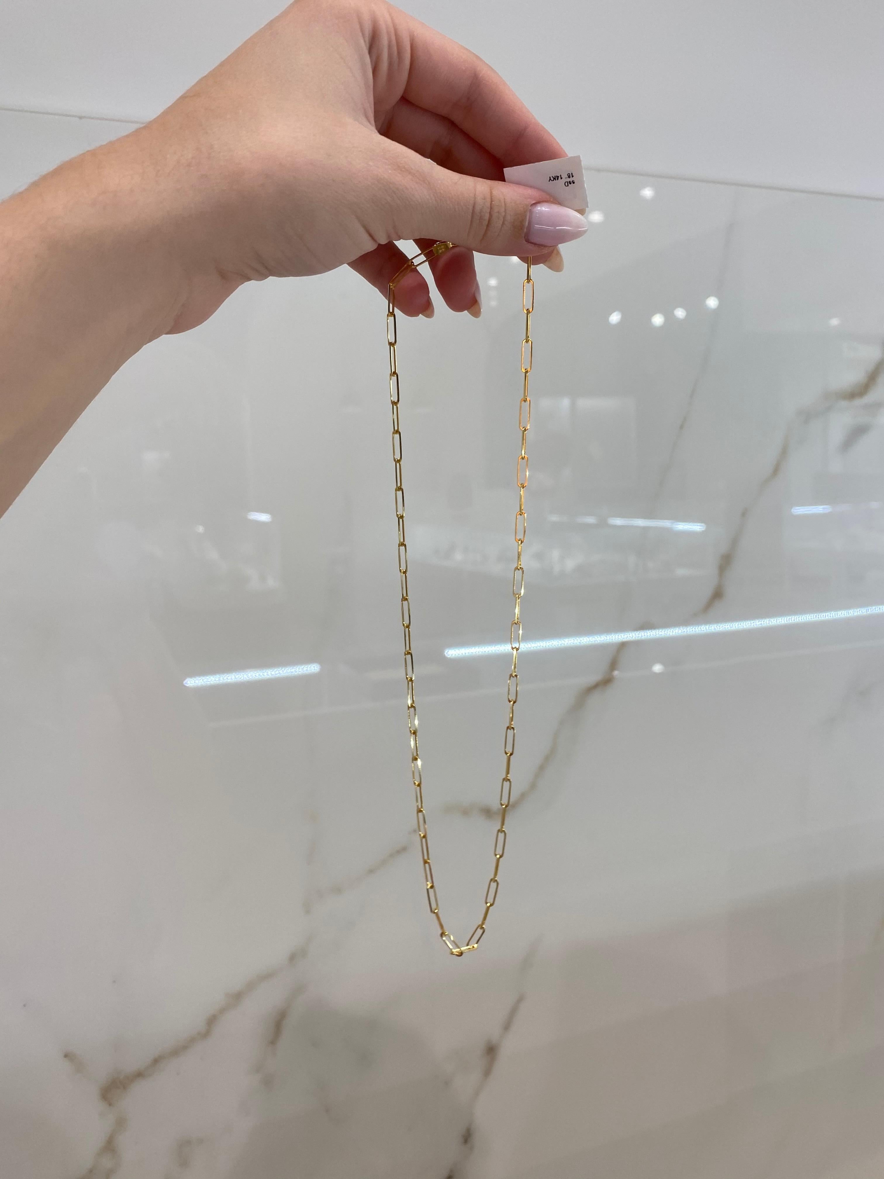 14 Karat Yellow Gold Dainty Chain Necklace In New Condition In Houston, TX