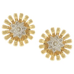 Orecchini in oro giallo 14KT con diamanti a margherita