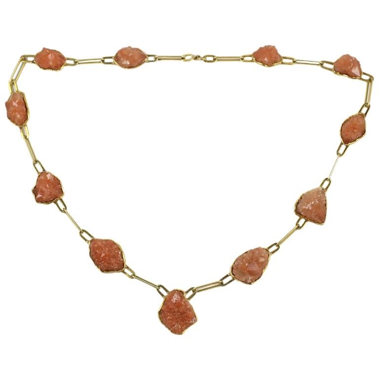 14kt Yellow Gold & Desert Rose Quartz Necklace