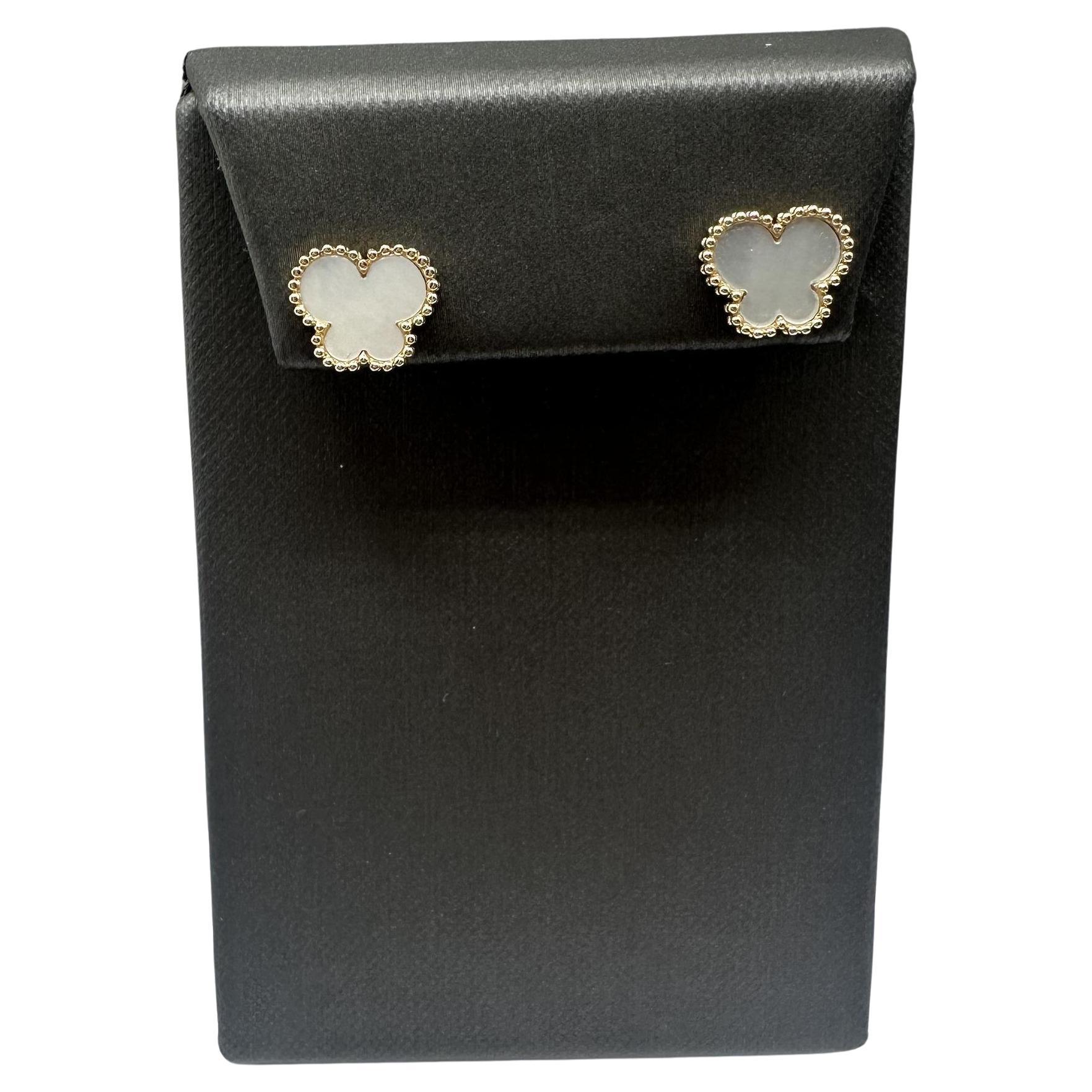 14kt Yellow Gold Designer Effy Mother of Pearl Stud Earrings - 11mm, New