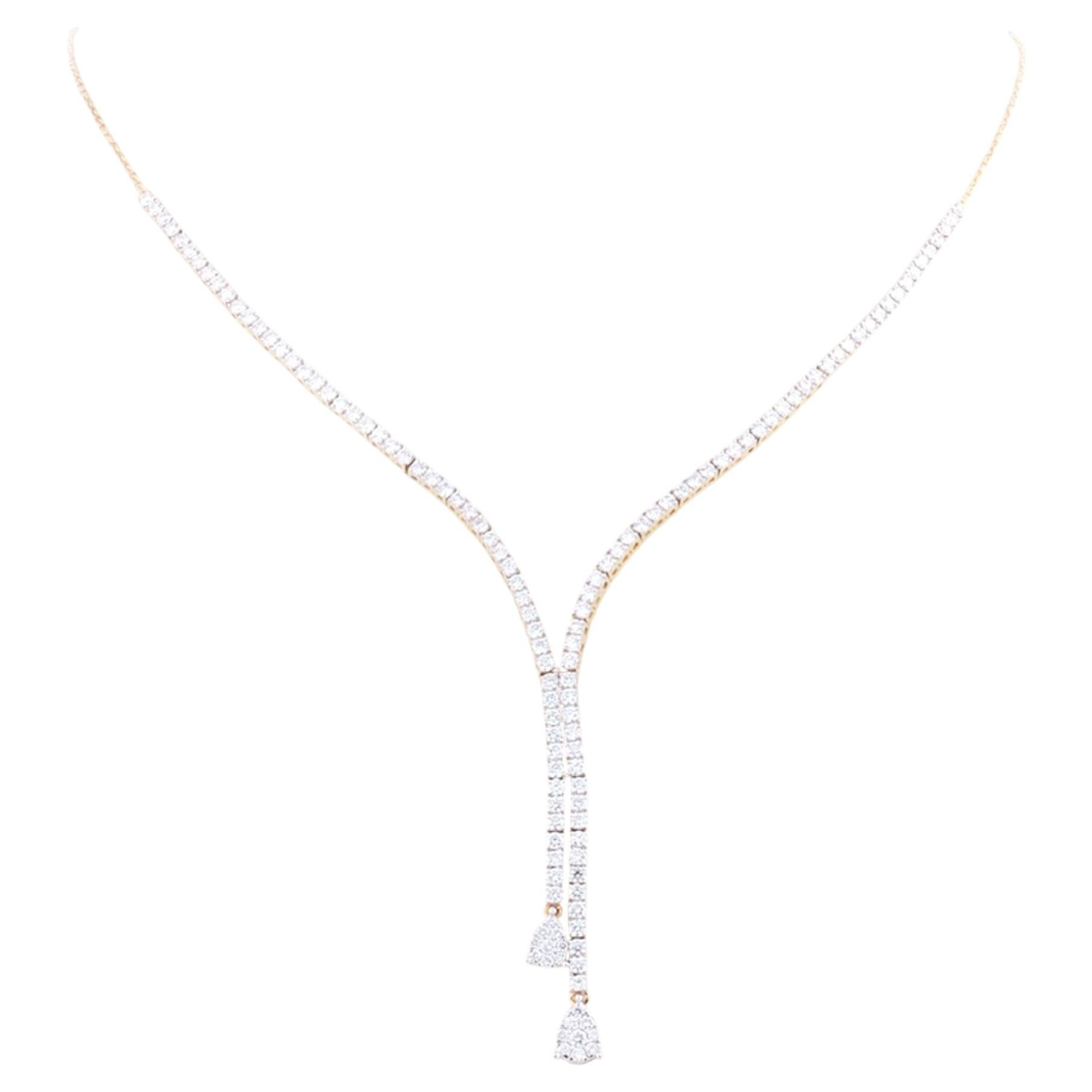Collar en Y tipo «Riviera Lariat» de oro amarillo de 14 quilates con diamantes de 3,08 quilates