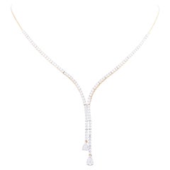 14KT Yellow Gold Diamond 3.08 Cts Riviera Lariat Y-Necklace