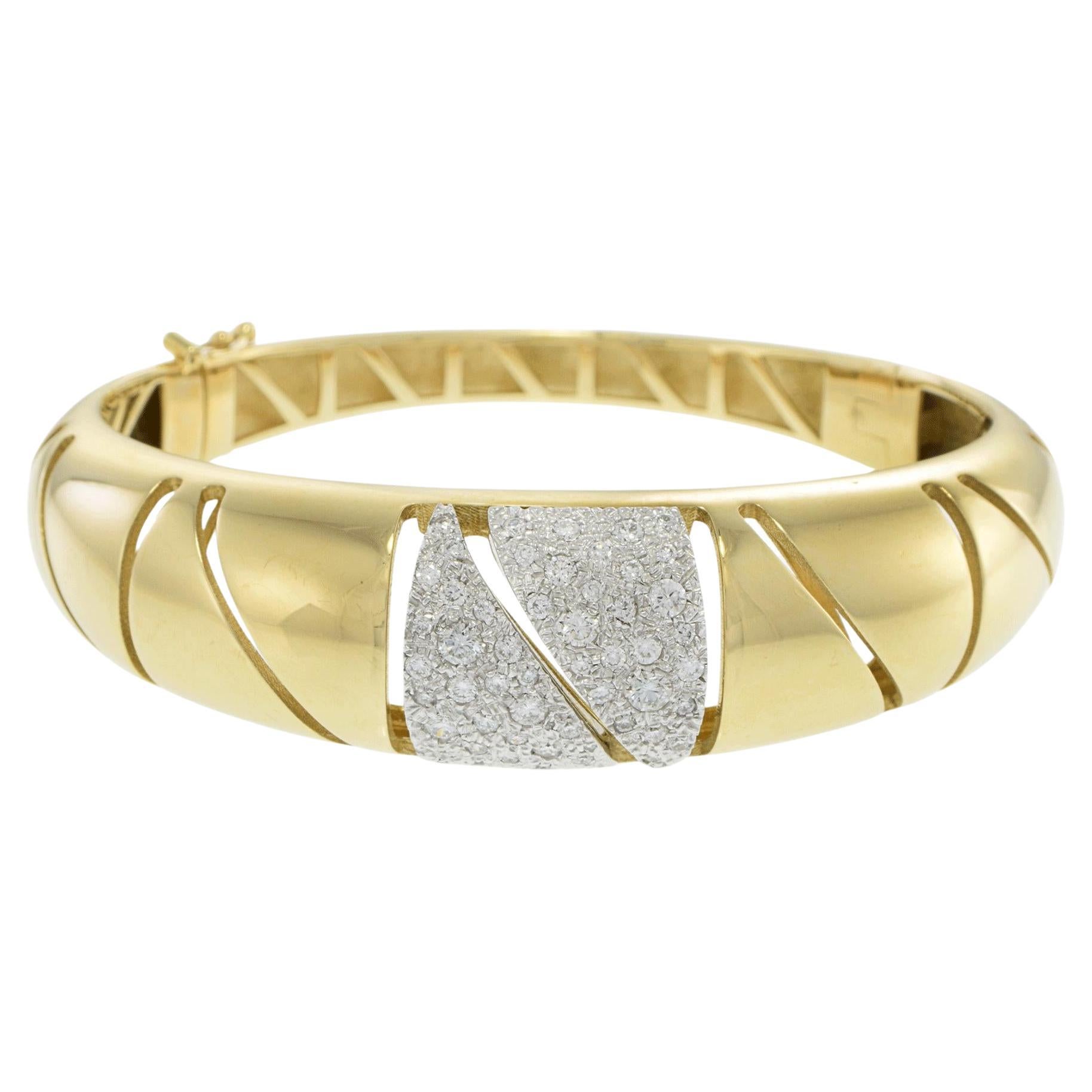 Bracciale con diamanti in oro giallo 14KT con accenti di design