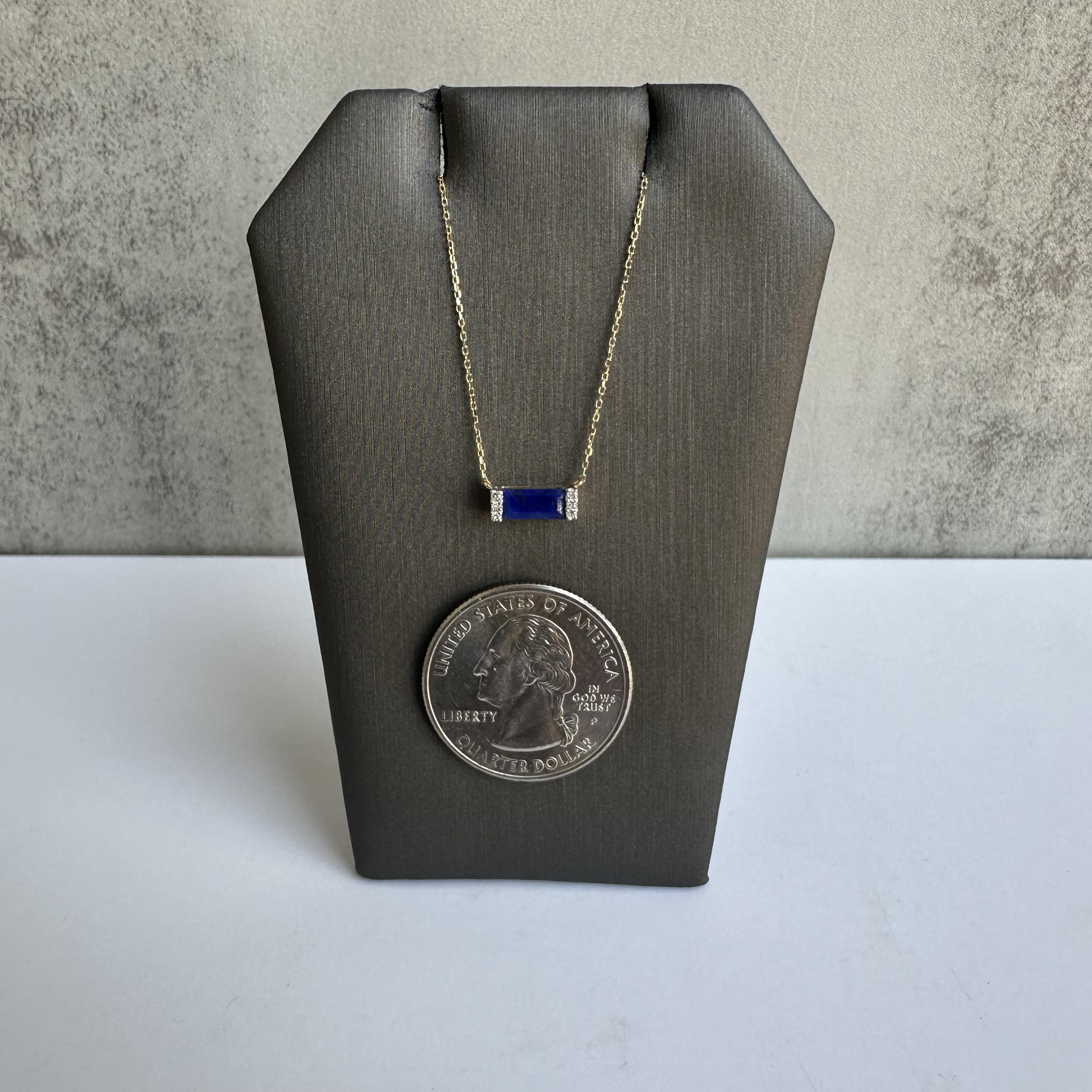 14kt Yellow Gold Diamond and Lapis Necklace - Adjustable 16-18 Inches, New In New Condition In West Hempstead, NY