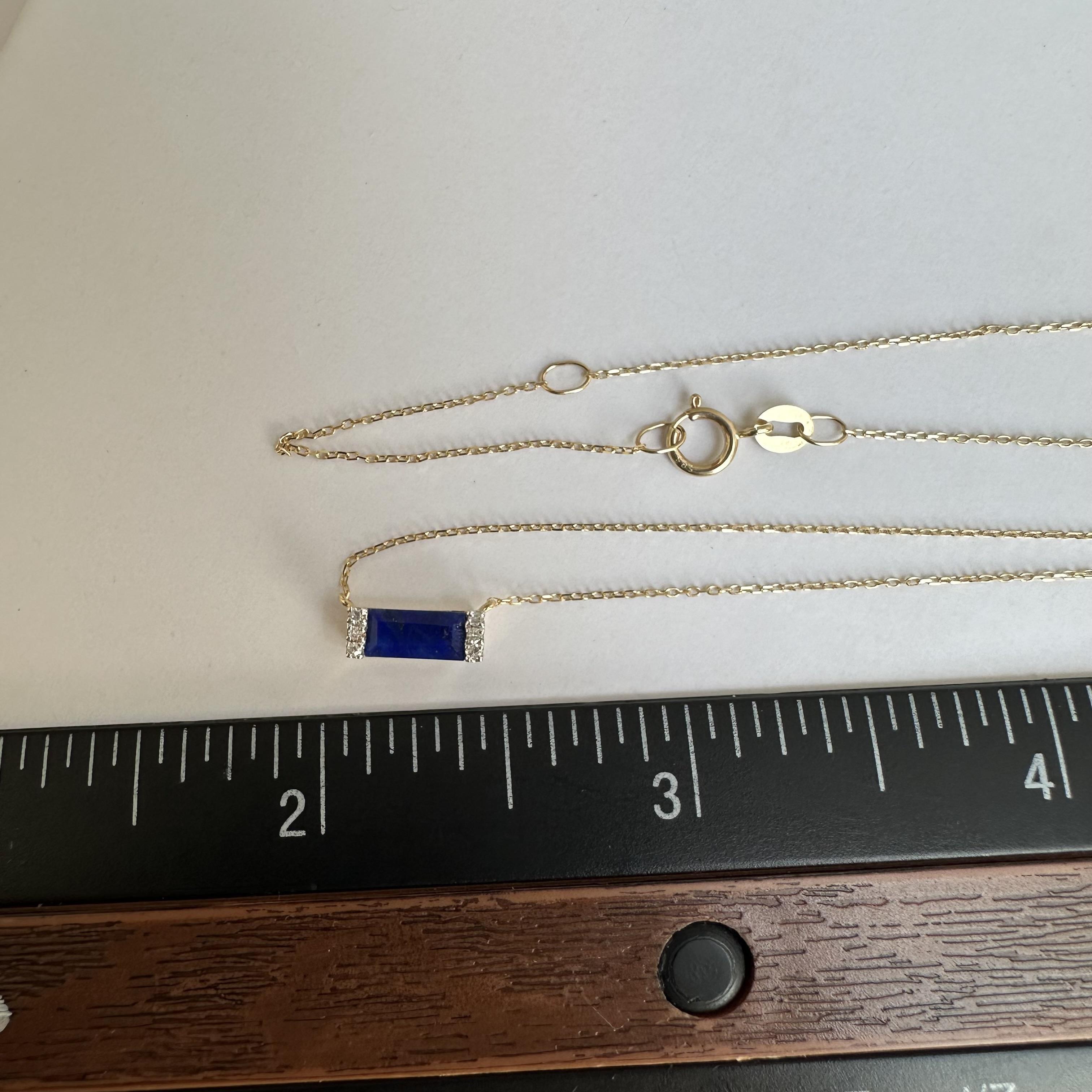 Women's 14kt Yellow Gold Diamond and Lapis Necklace - Adjustable 16-18 Inches, New