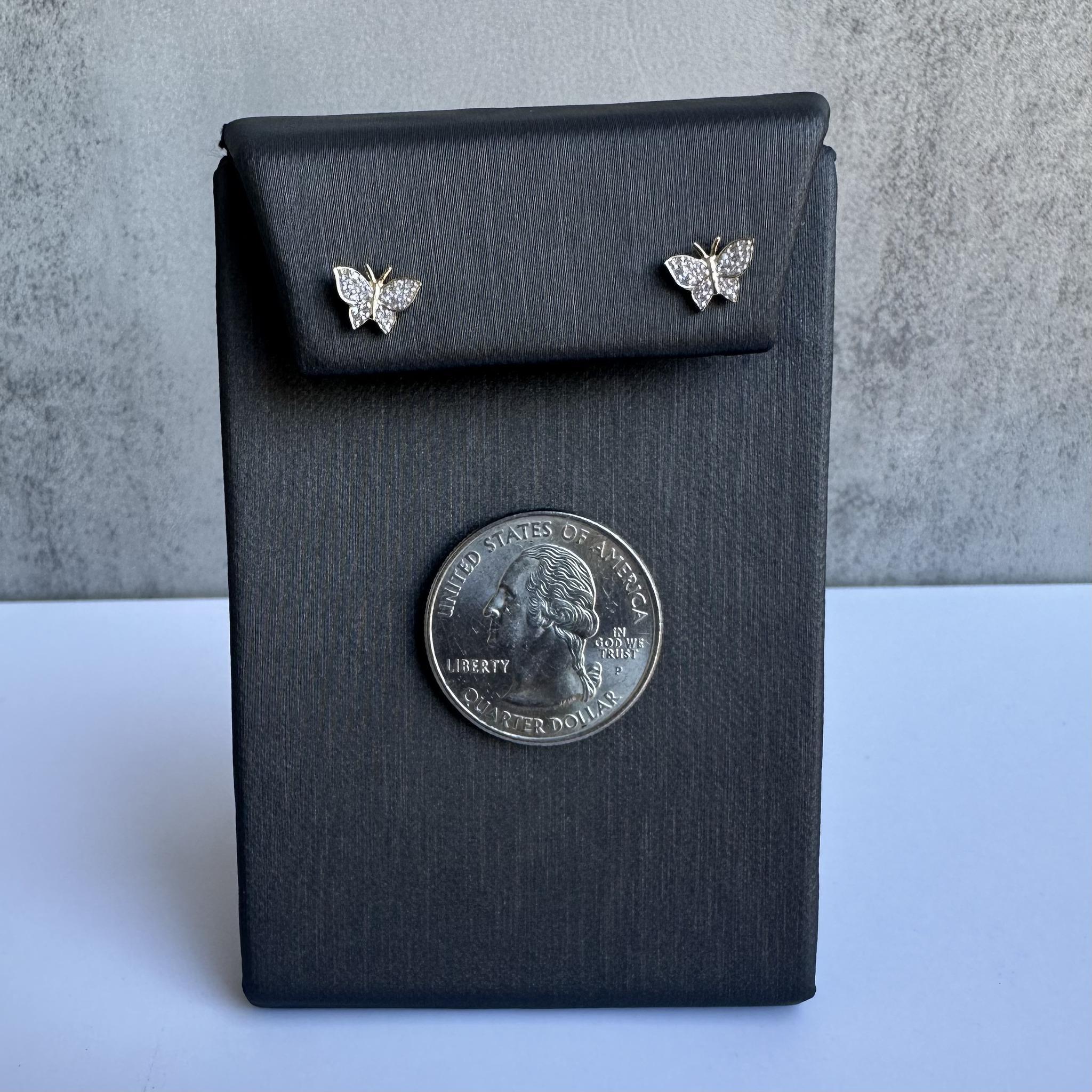 14kt Yellow Gold Diamond Butterfly Earrings - 0.09ctw GH SI Diamonds, New In New Condition In West Hempstead, NY