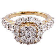 Bague en or jaune 14KT avec grappe de diamants - 2,06 carats certifiés IGI