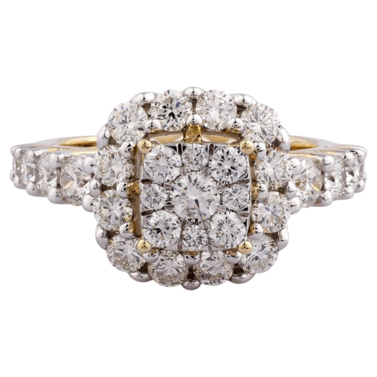 14-Karat-Gelbgold-Ring mit Diamantcluster – 2,06 Karat, IGI-zertifiziert im Angebot