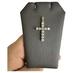 14kt Yellow Gold Diamond Cross Pendant - 1.75ctw GH SI Natural Diamonds, New