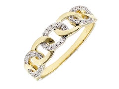 Contemporary 14KT Yellow Gold Diamond Cuban Link Fashion Ring