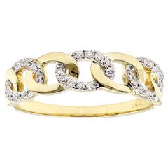 Contemporary 14KT Yellow Gold Diamond Cuban Link Fashion Ring