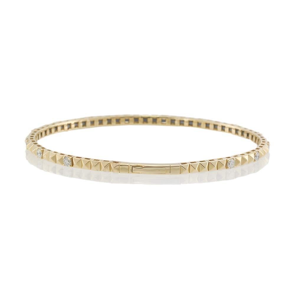 14KT Yellow Gold Diamond Flex Bangle In New Condition For Sale In New York, NY