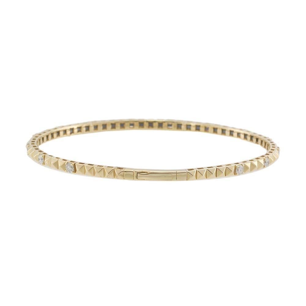 Women's 14KT Yellow Gold Diamond Flex Bangle For Sale