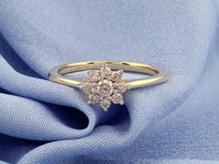 Anello a grappolo con diamante in oro giallo 14KT