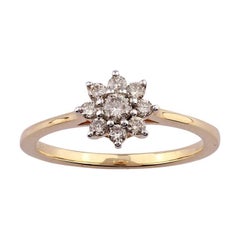 14KT Yellow Gold Diamond Flower Cluster Ring