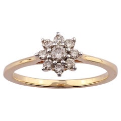 14KT Yellow Gold Diamond Flower Cluster Ring