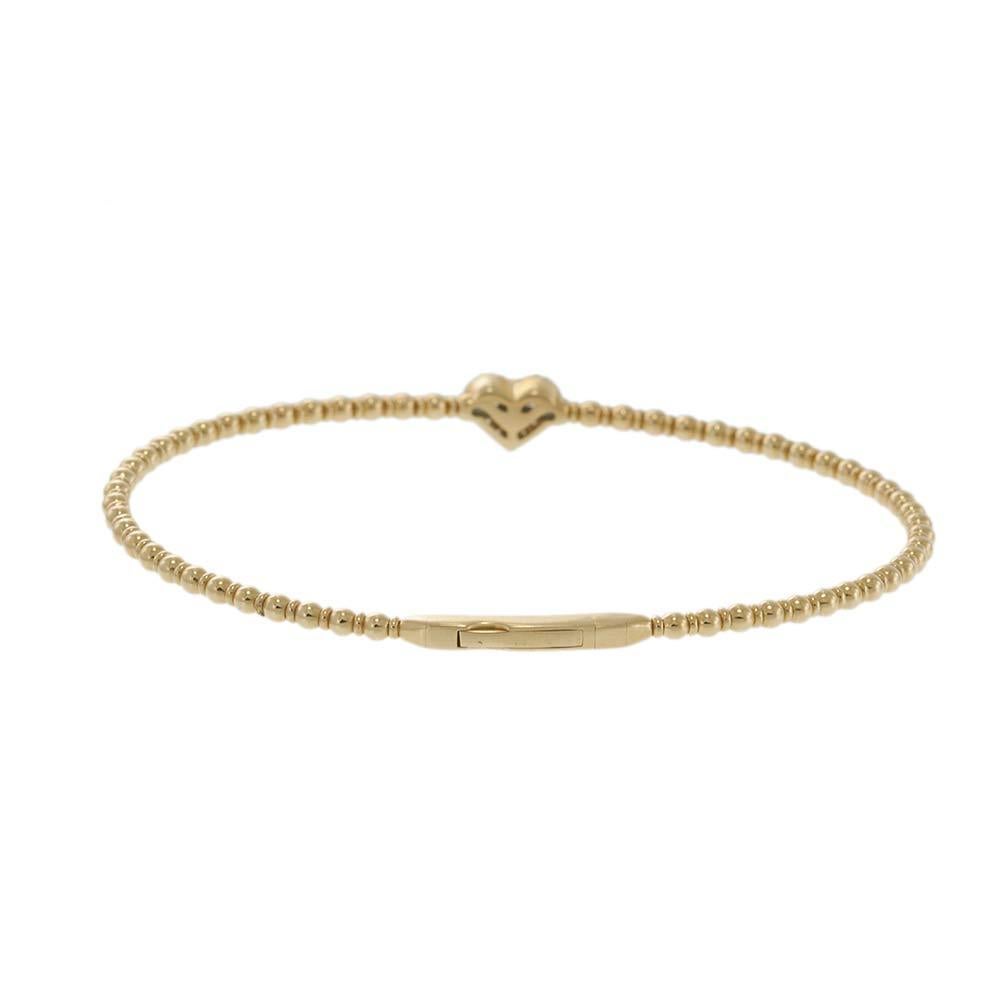 Brilliant Cut 14KT Yellow Gold Diamond Heart Beaded Flex Bangle For Sale