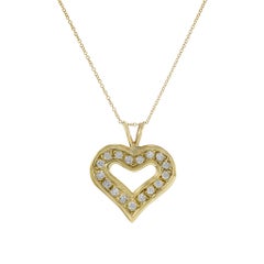 14KT Yellow Gold Diamond Heart Pendant Necklace