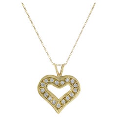14KT Yellow Gold Diamond Heart Pendant Necklace