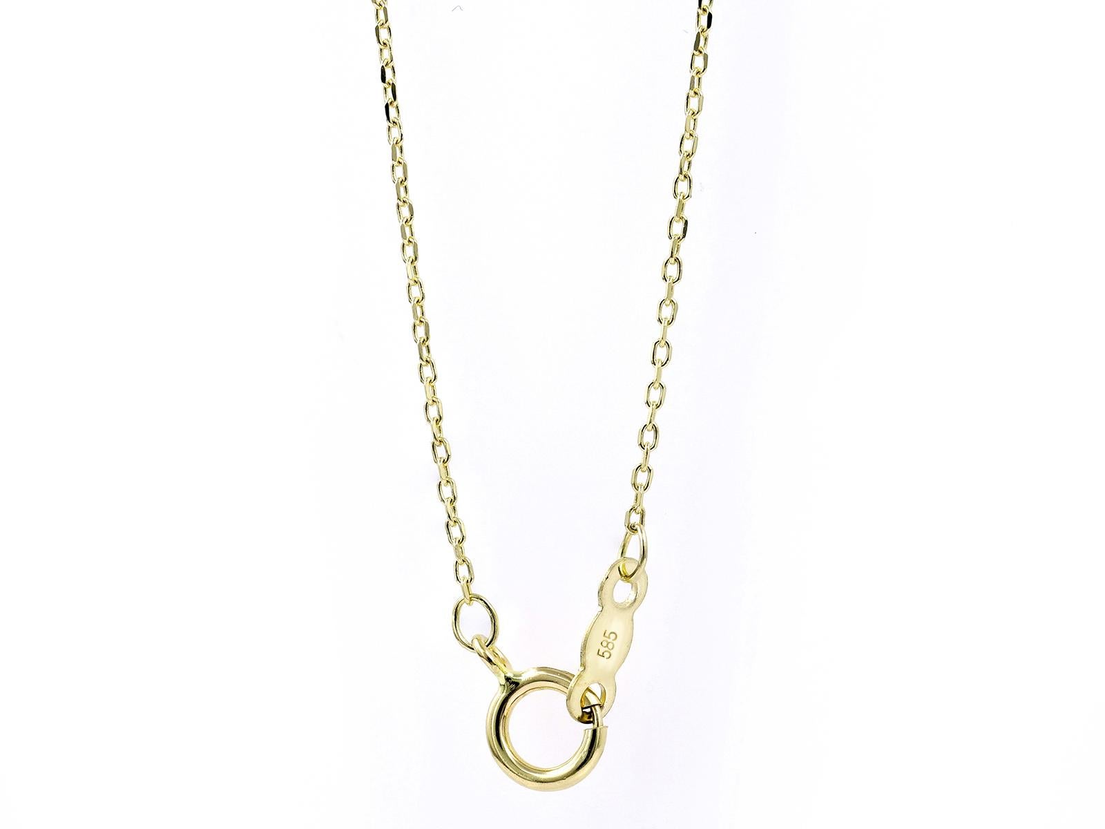 Collier pendentif infini en or jaune 14KT avec diamants en vente 2