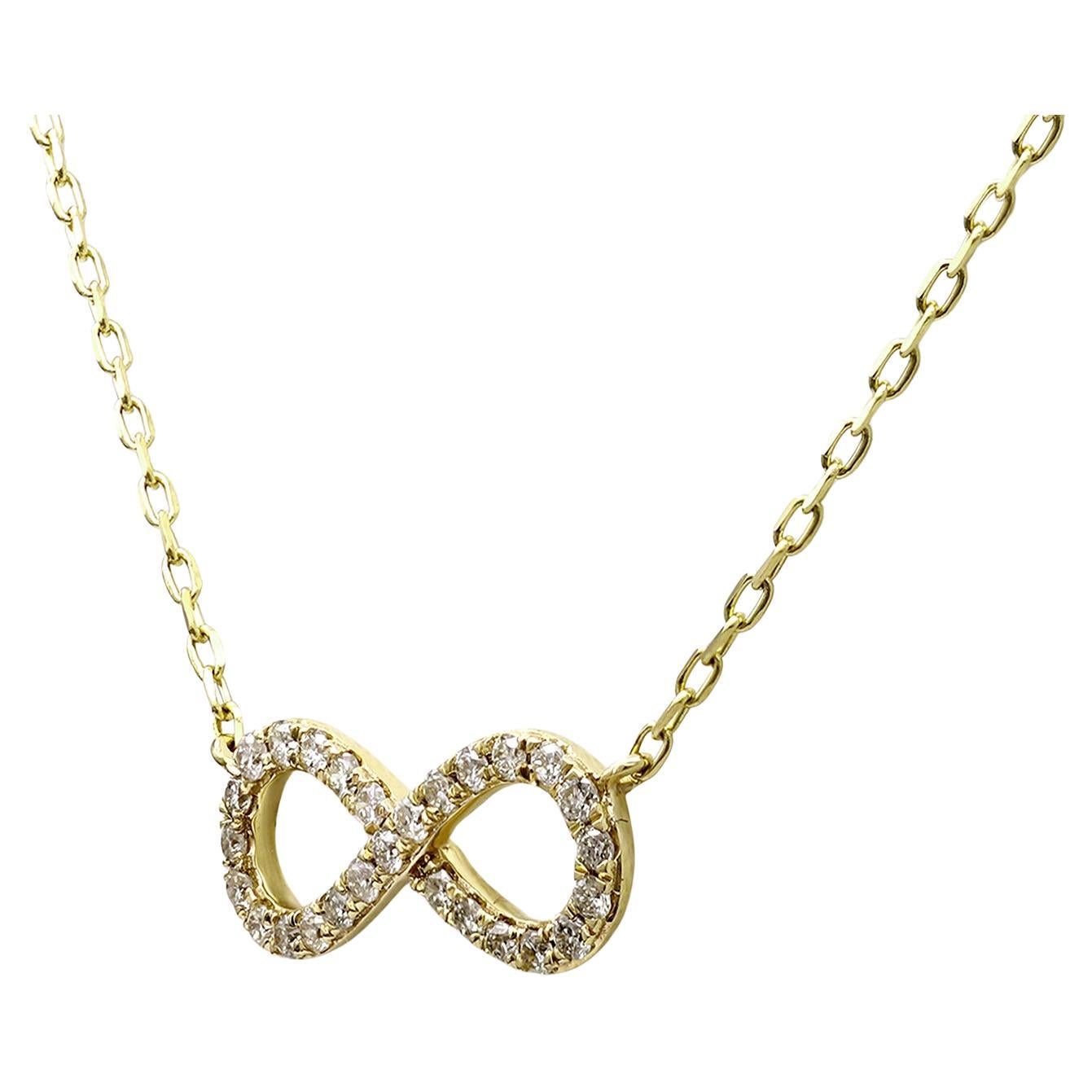 Collier pendentif infini en or jaune 14KT avec diamants