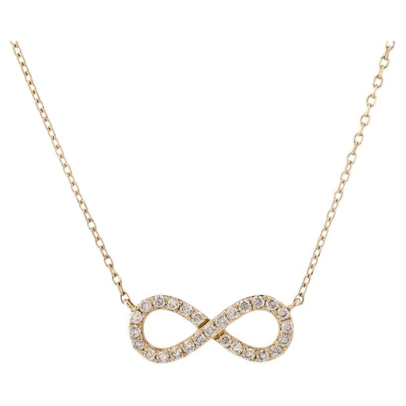 Collier pendentif infini en or jaune 14KT avec diamants