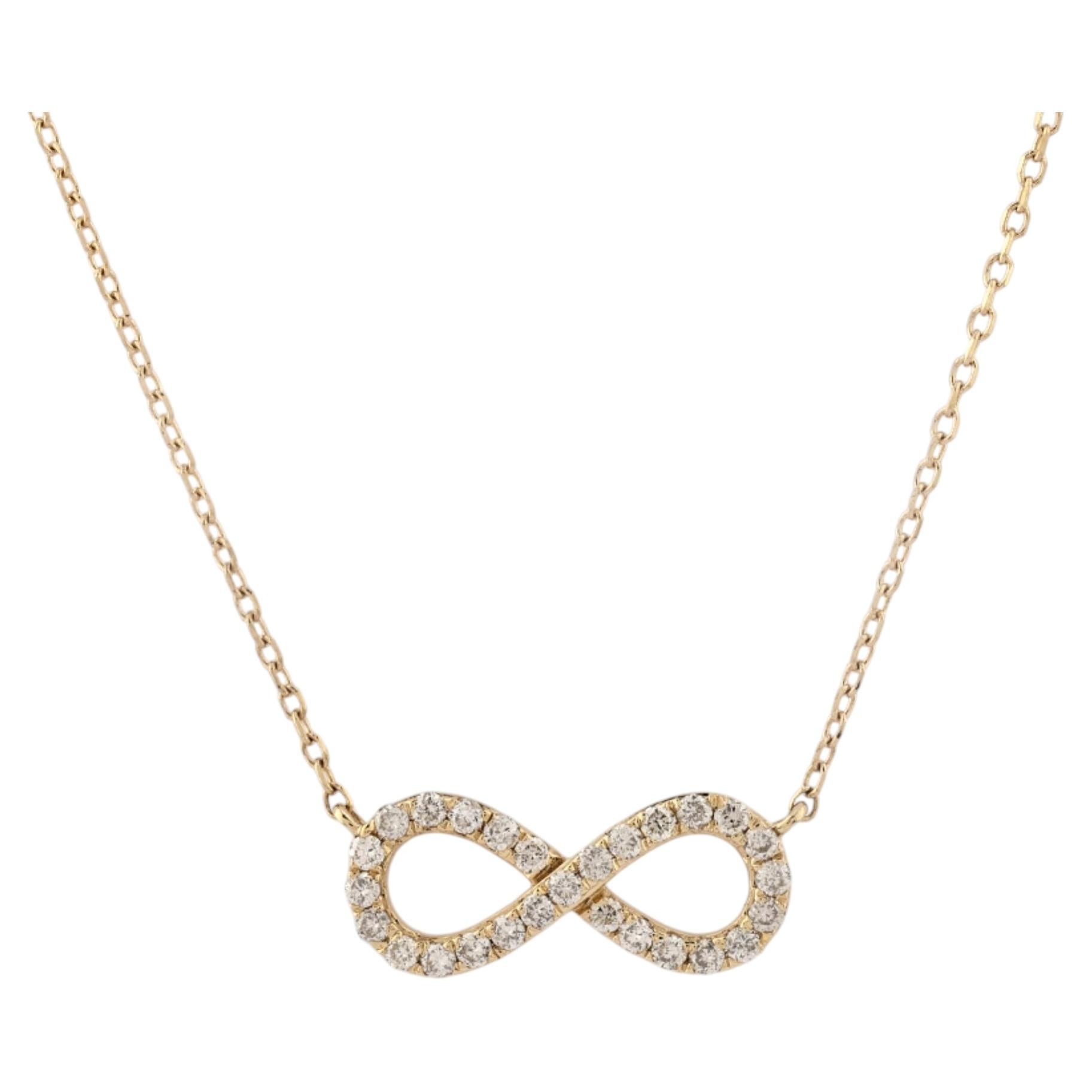 14KT Yellow Gold Diamond Infinity Pendant Necklace