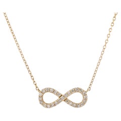 14KT Yellow Gold Diamond Infinity Pendant Necklace