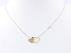 14KT Yellow Gold Diamond Interlocking Double Heart Pendant Necklace