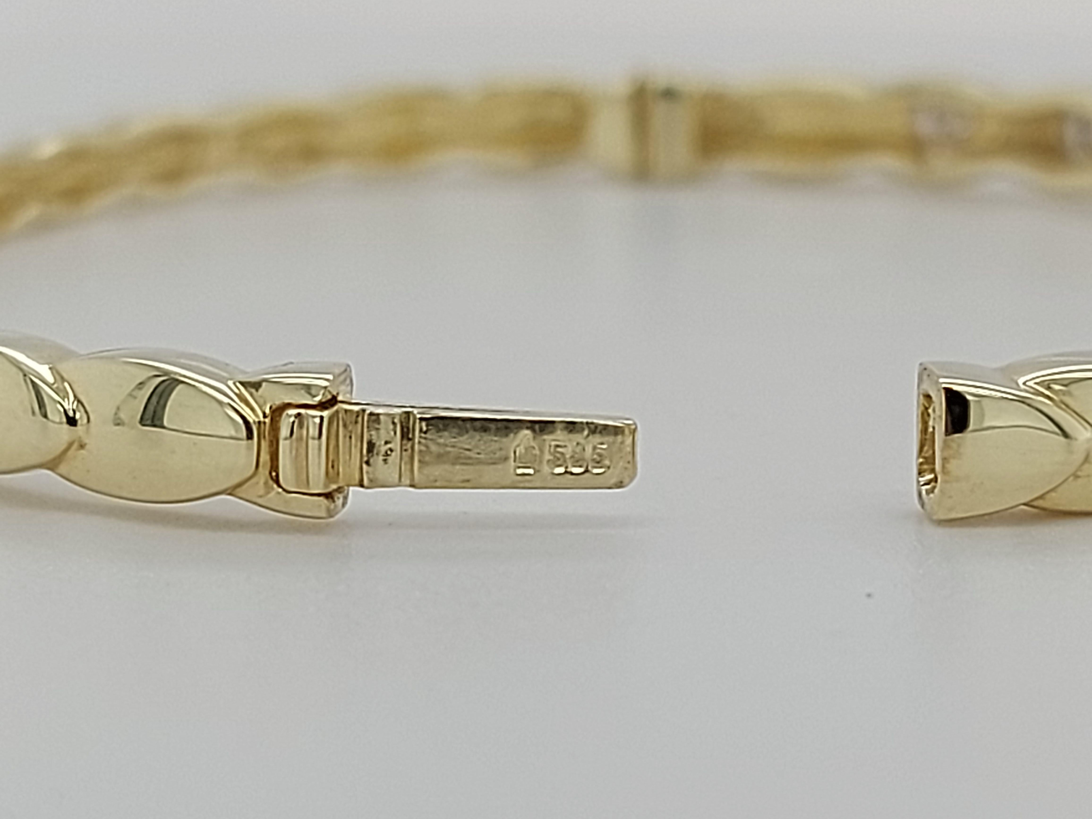 14kt Yellow Gold Diamond Loose Braid Fancy Hinged Bangle Bracelet For Sale 2