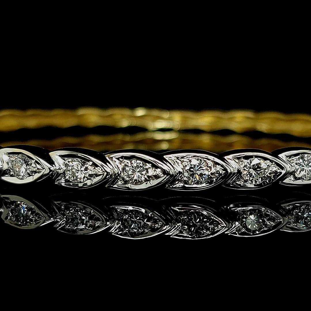 14kt Yellow Gold Diamond Loose Braid Fancy Hinged Bangle Bracelet For Sale 3