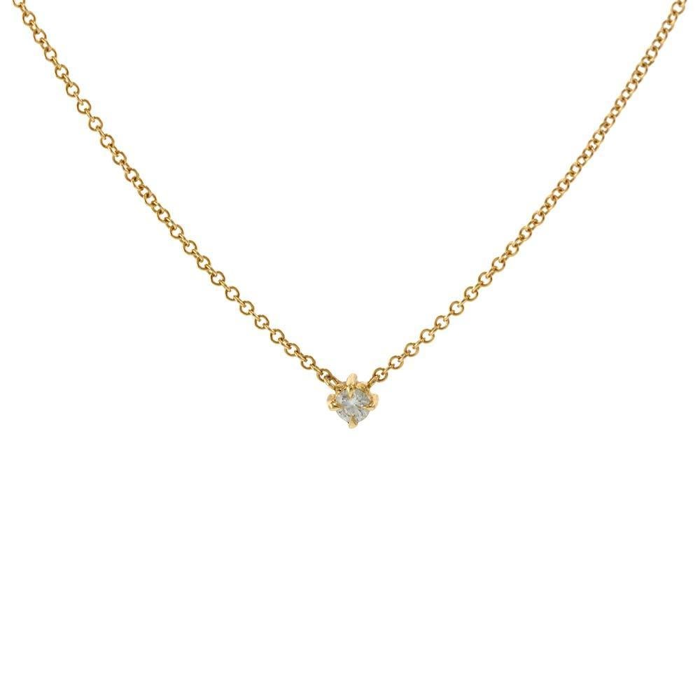 Taille ronde Collier en or jaune 14KT avec diamants en vente