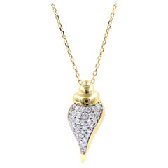 14KT Yellow Gold Diamond Pave Seashell Pendant Necklace