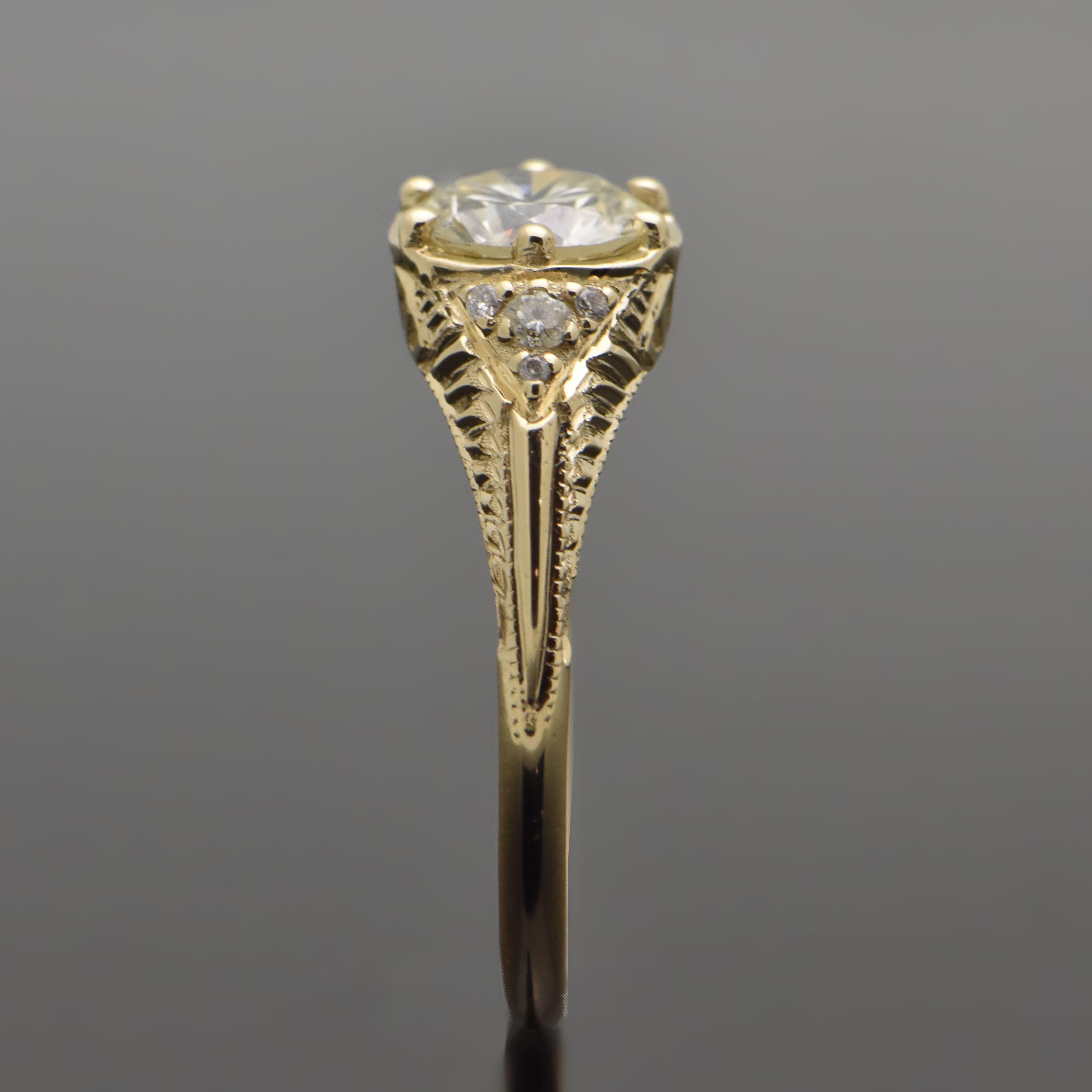Art Deco 14kt Yellow Gold Diamond Ring For Sale
