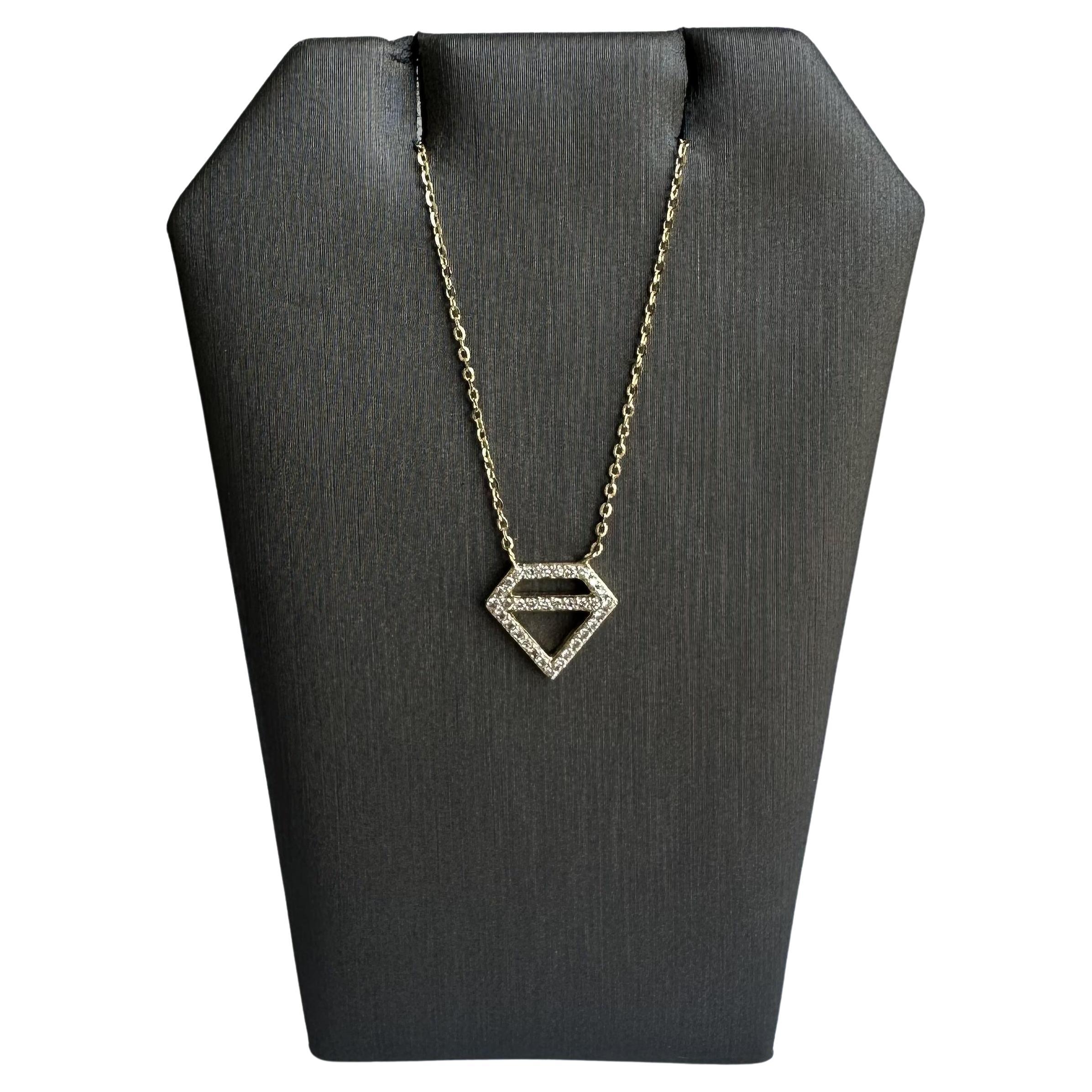 14kt Yellow Gold Diamond Shaped Diamond Necklace - 0.15ctw Diamonds, 16-18"